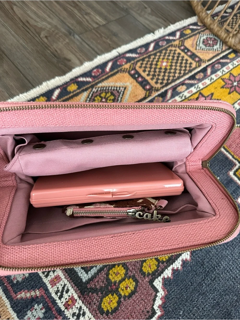 CAKE By Petunia Pickle Bottom Cameo Clutch Diaper Bag / Purse - Pink/ Brown